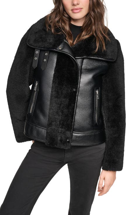 Kemsley Faux Leather & Faux Shearling Moto Jacket