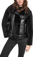 Andrew Marc Kemsley Faux Leather & Faux Shearling Moto Jacket
