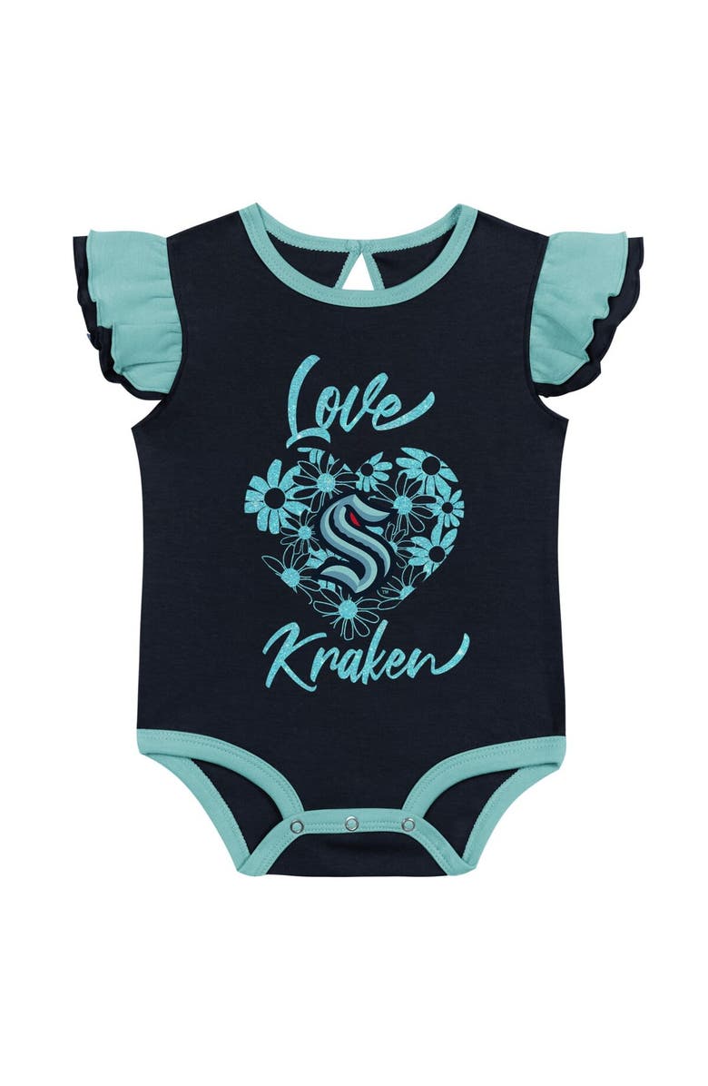 Outerstuff Girls Infant Navy/Light Blue Seattle Kraken Two-Pack Training Bodysuit Set, Alternate, color, Navy