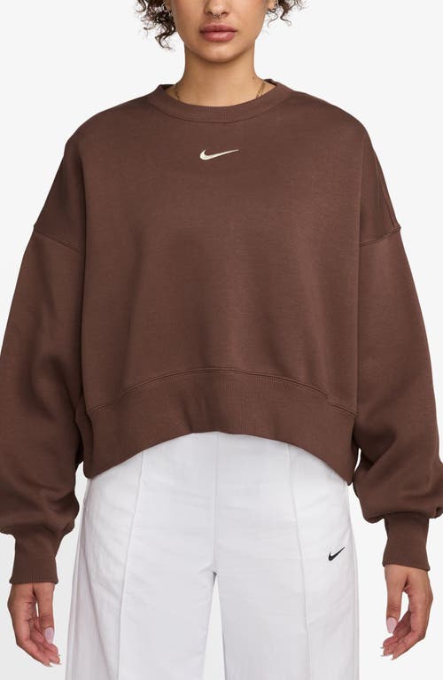 Nike Phoenix Fleece Crewneck Sweatshirt In Brown