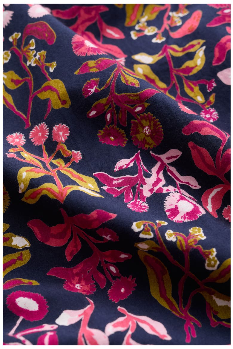 Kerthen Woods Floral Organic Cotton Button-Up Midi Dress, Alternate, color, INKY BOTANICAL MARITIME