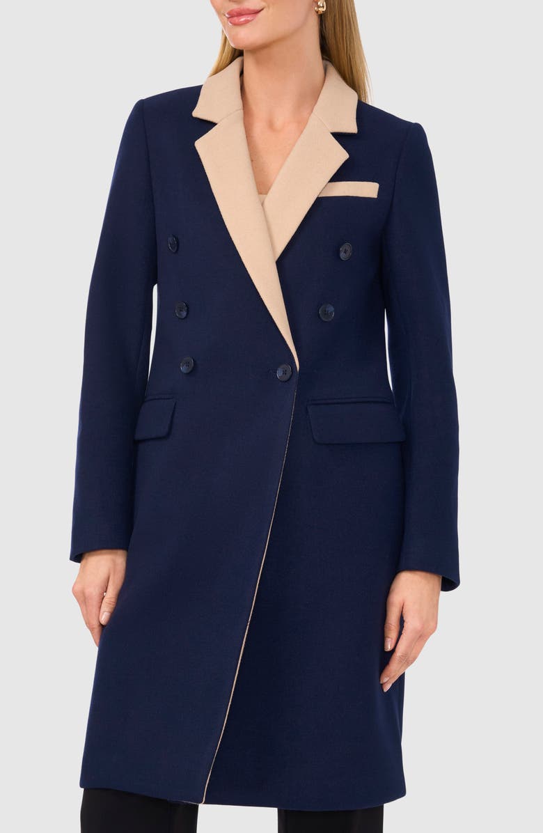 Halogen<sup>®</sup> Contrast Collar Double Breasted Coat, Main, color, 