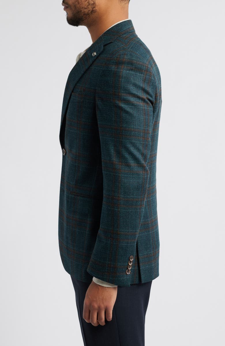 Jack Victor Midland Contemporary Fit Plaid Slub Wool Sport Coat, Alternate, color, Blue