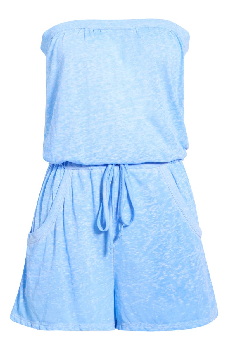 Becca Beach Date Strapless Cover-Up Romper, Alternate, color, Sky Blue