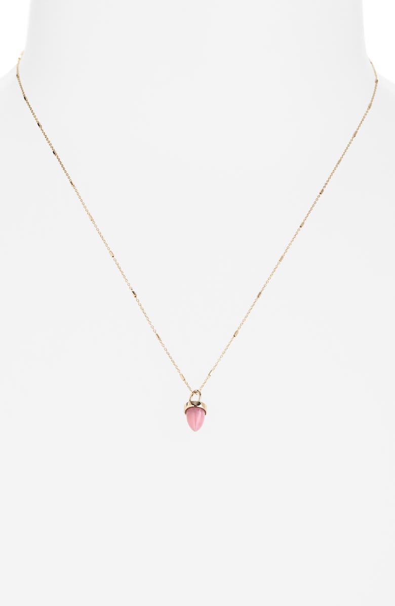 Zoë Chicco Opal Bullet Pendant Necklace, Alternate, color, 14K Yellow Gold / Pink Opal