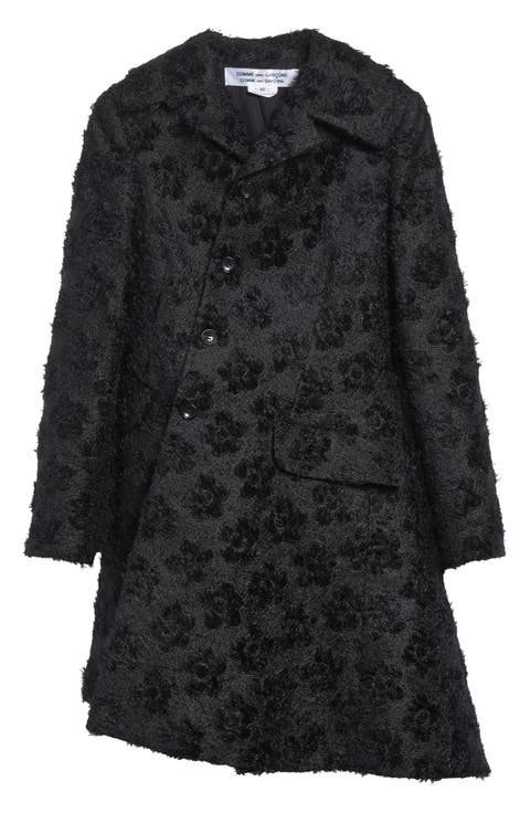 Floral Jacquard Asymmetric Coat
