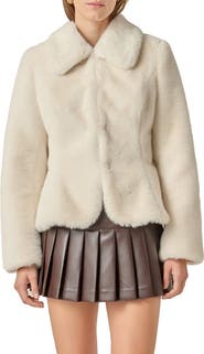 English Factory Peplum Faux Fur Coat