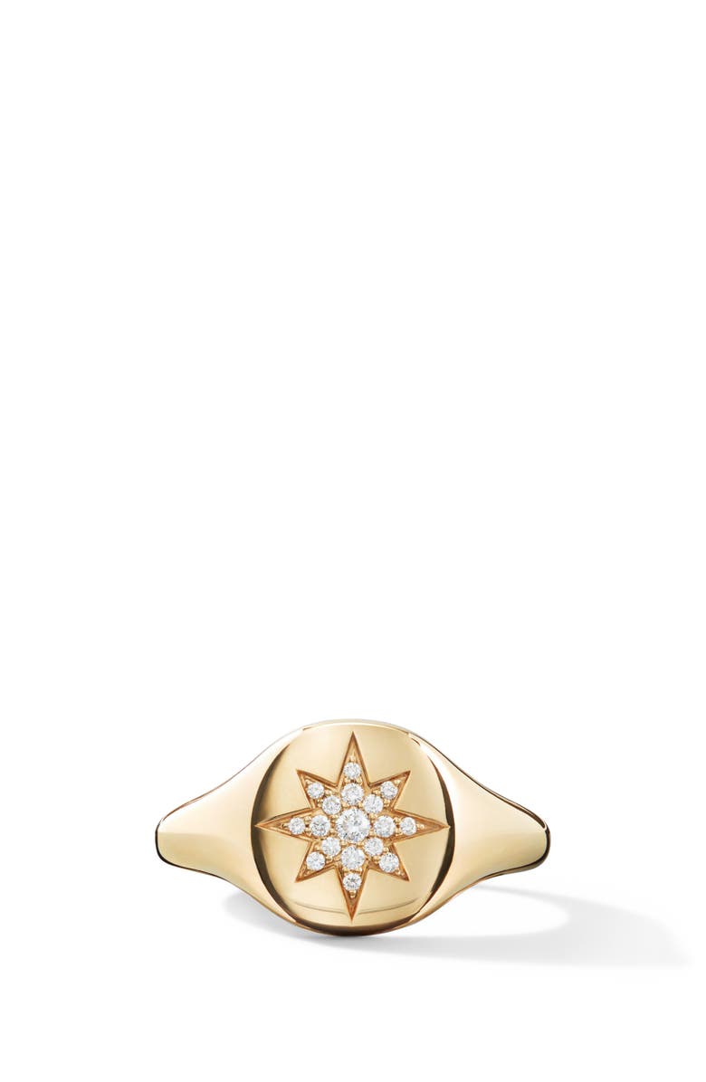 David Yurman Cable Collectibles Compass Mini Pinky Ring in 18K Gold with Diamonds, Main, color,