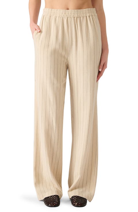 Venetia Stripe Cotton Blend Pull-On Pants