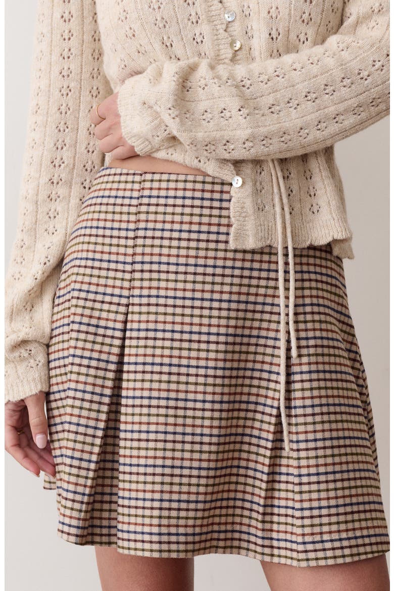Lola Pleated Moleskin Miniskirt, Alternate, color, AUTUMN CHECK