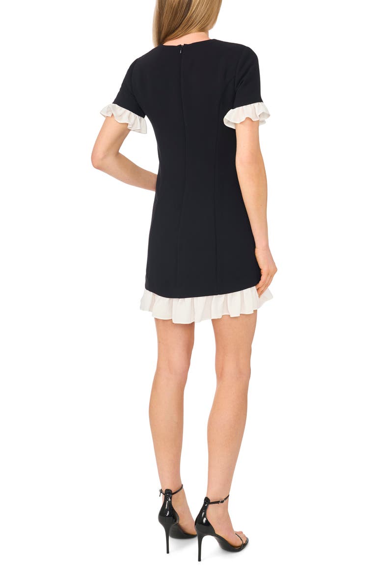 Ruffle Sheath Minidress, Alternate, color, RICH BLACK