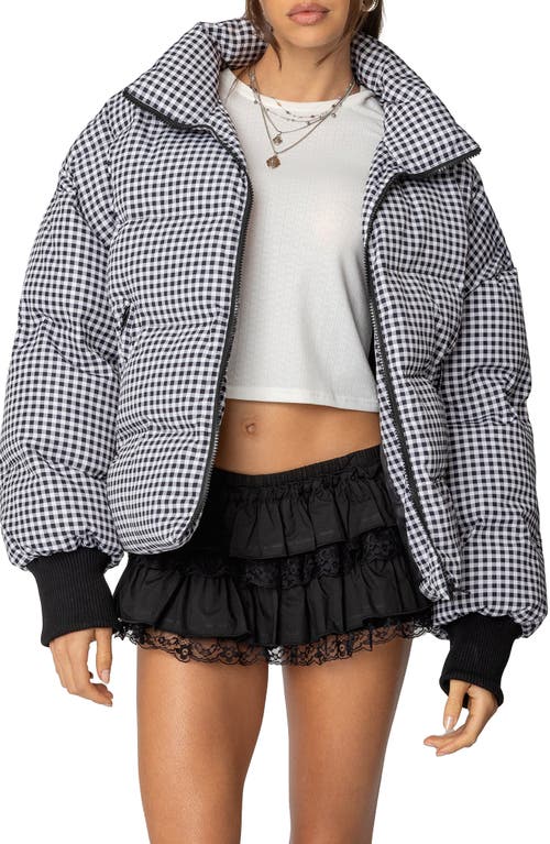 EDIKTED EDIKTED GINGHAM OVERSIZE QUILTED PUFFER JACKET 