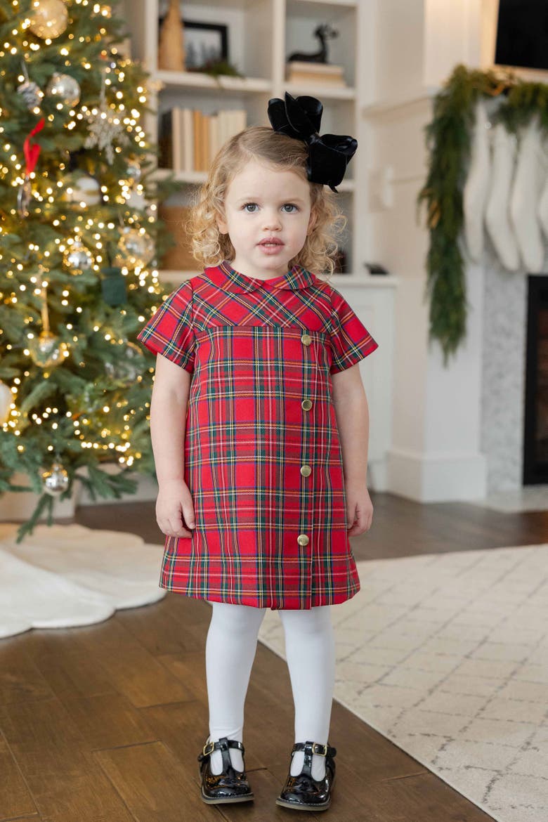 Plaid Dress with Buttons, Alternate, color, Red Multi Plaid