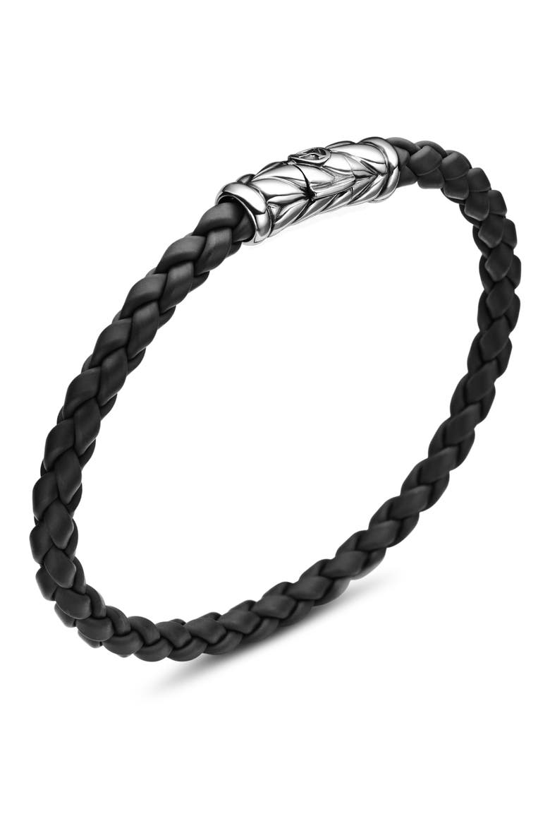Chevron Braided Rubber Bracelet, Alternate, color, BLACK