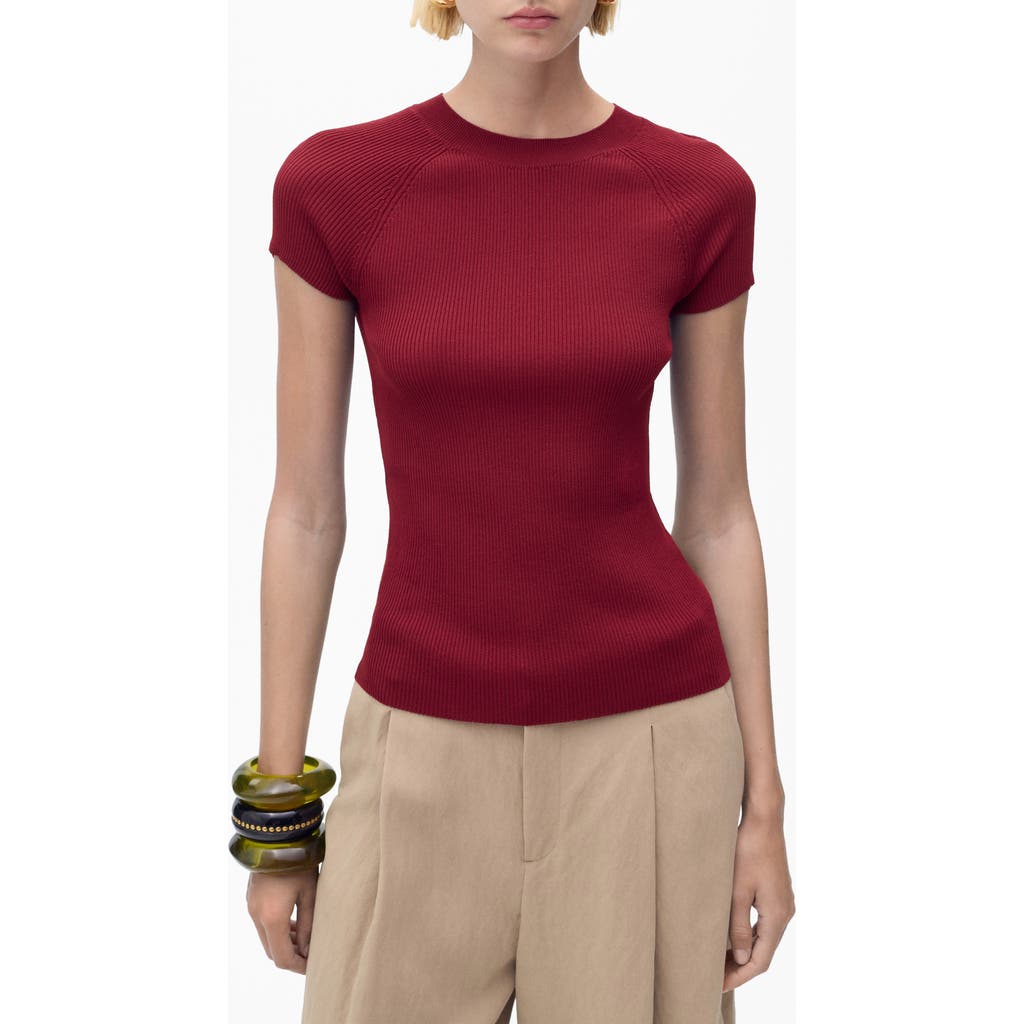 Mango Rib Sweater In Burgundy