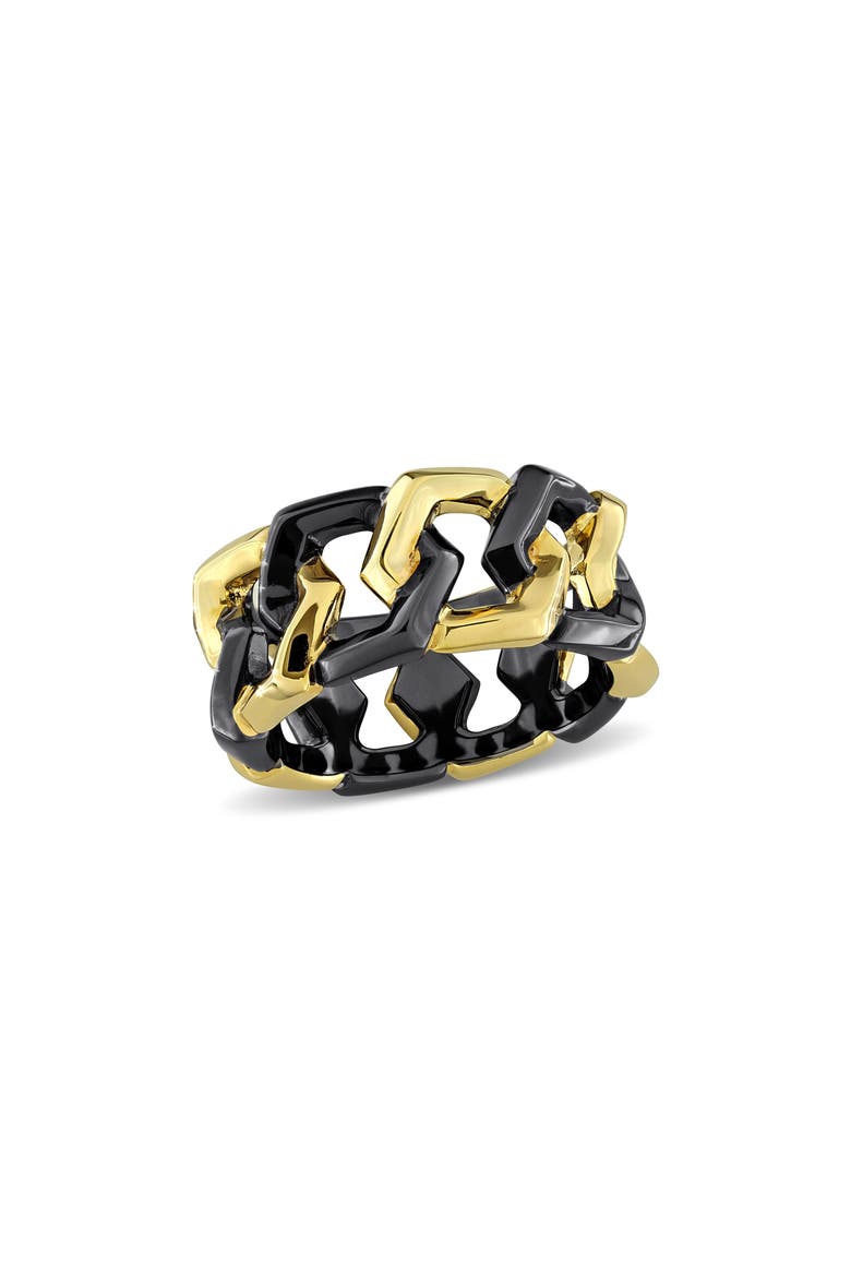 Men's Two-Tone Hexagon Link Eternity Ring, Main, color, BLACK