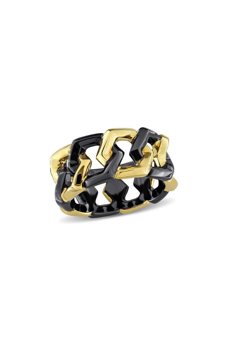 DELMAR Men's Two-Tone Hexagon Link Eternity Ring, Main, color, Black