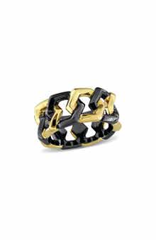 DELMAR Men's Two-Tone Hexagon Link Eternity Ring