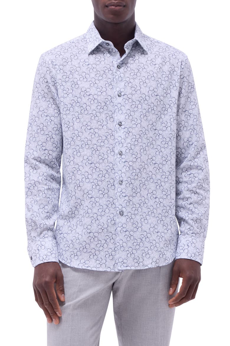 Julian Floral Cotton Button-Up Shirt, Main, color, PLATINUM