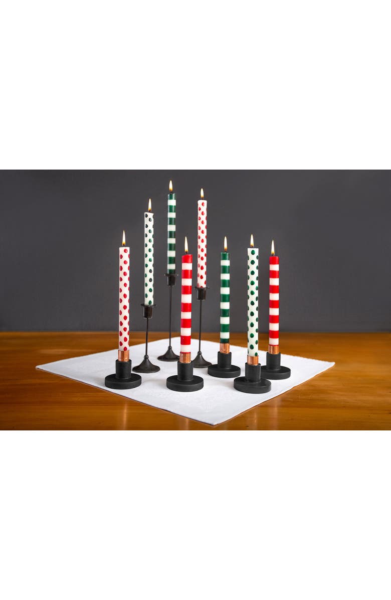 Thumbprint Artifacts Green Dots & Stripes Tapers - Gift Box of 4, Alternate, color, Green Dots