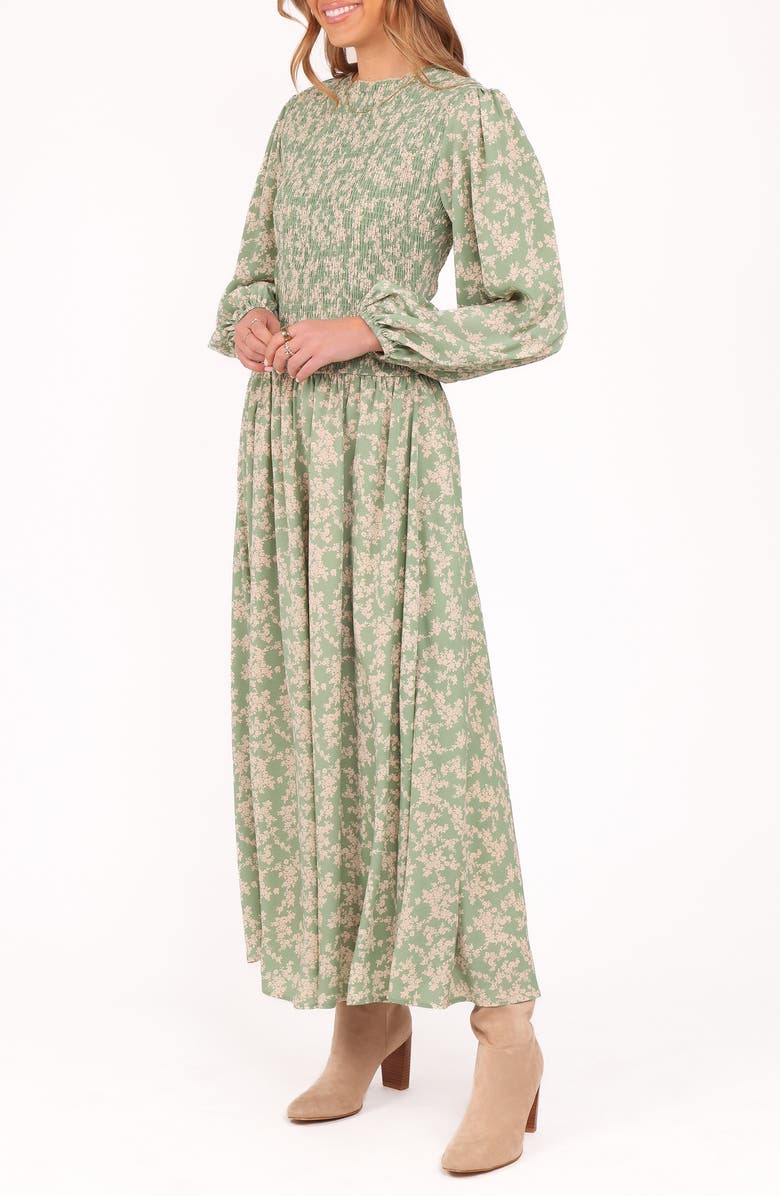 Petal & Pup Ashara Long Sleeve Maxi Dress, Alternate, color, Green Floral