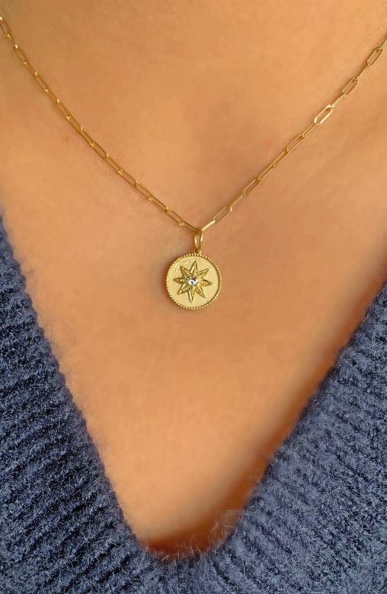 Sethi Couture Etoile Diamond Coin Pendant, Alternate, color, Yellow