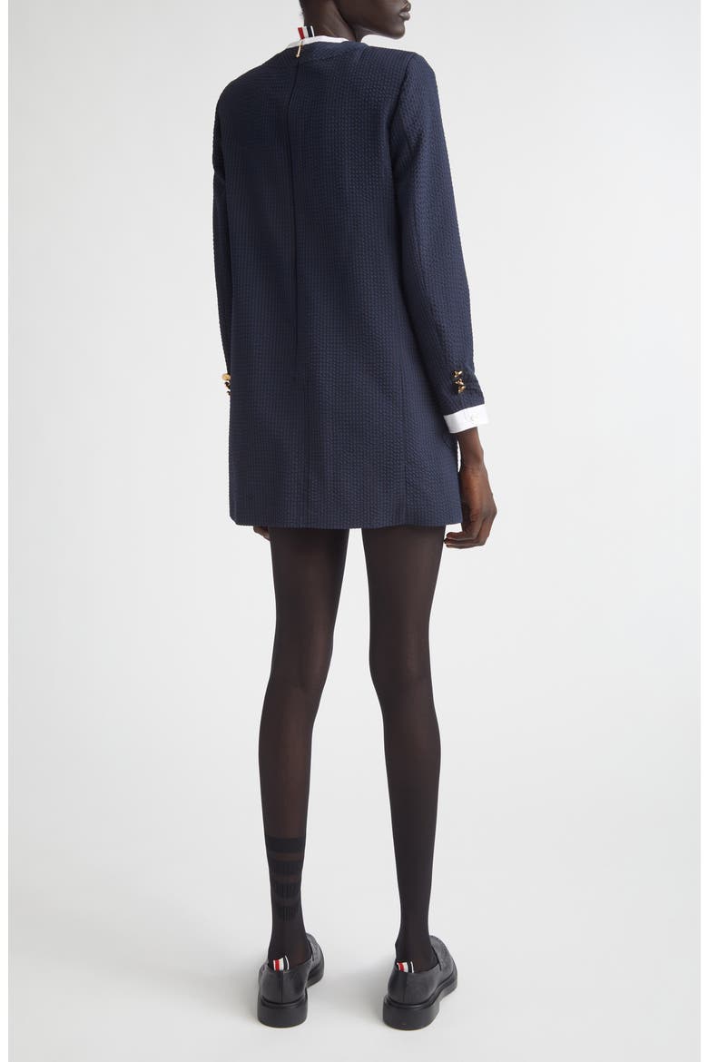 Trompe l'Oeil Mixed Media Long Sleeve Minidress, Alternate, color, NAVY