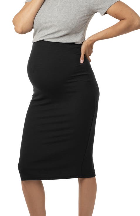 Ribbed Maternity & Postpartum Midi Skirt