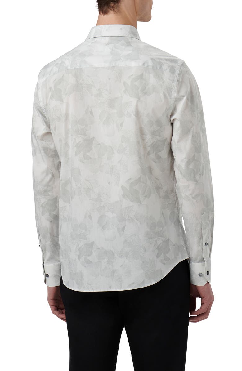 Bugatchi Julian Shaped Fit Leaf Print Stretch Cotton Button-Up Shirt, Alternate, color,