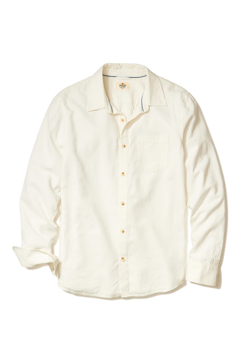 Better-than-Linen Hemp Blend Button-Down Shirt, Alternate, color, WHITE