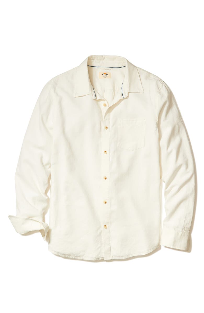Marine Layer Better-than-Linen Short Sleeve Hemp Blend Button-Up Shirt, Alternate, color,