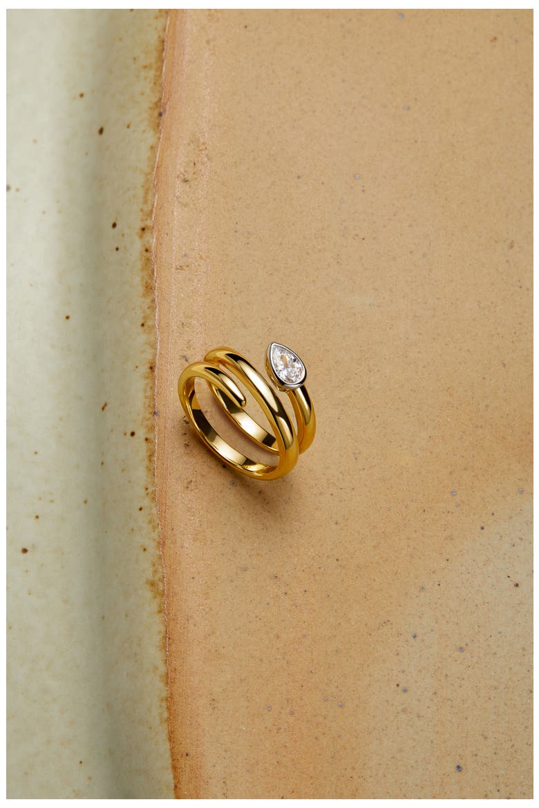 Le Marais Cubic Zirconia Coil Ring, Alternate, color, GOLD