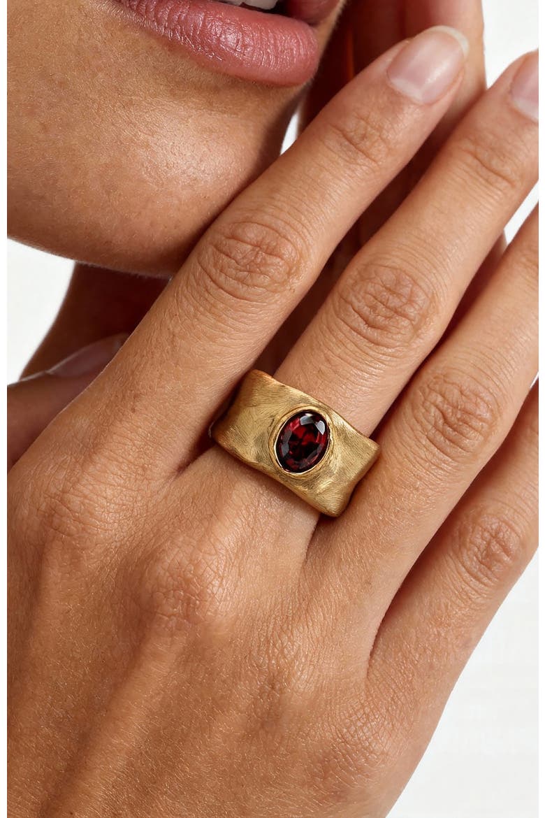 Fig Band Ring, Alternate, color, Red & Gold