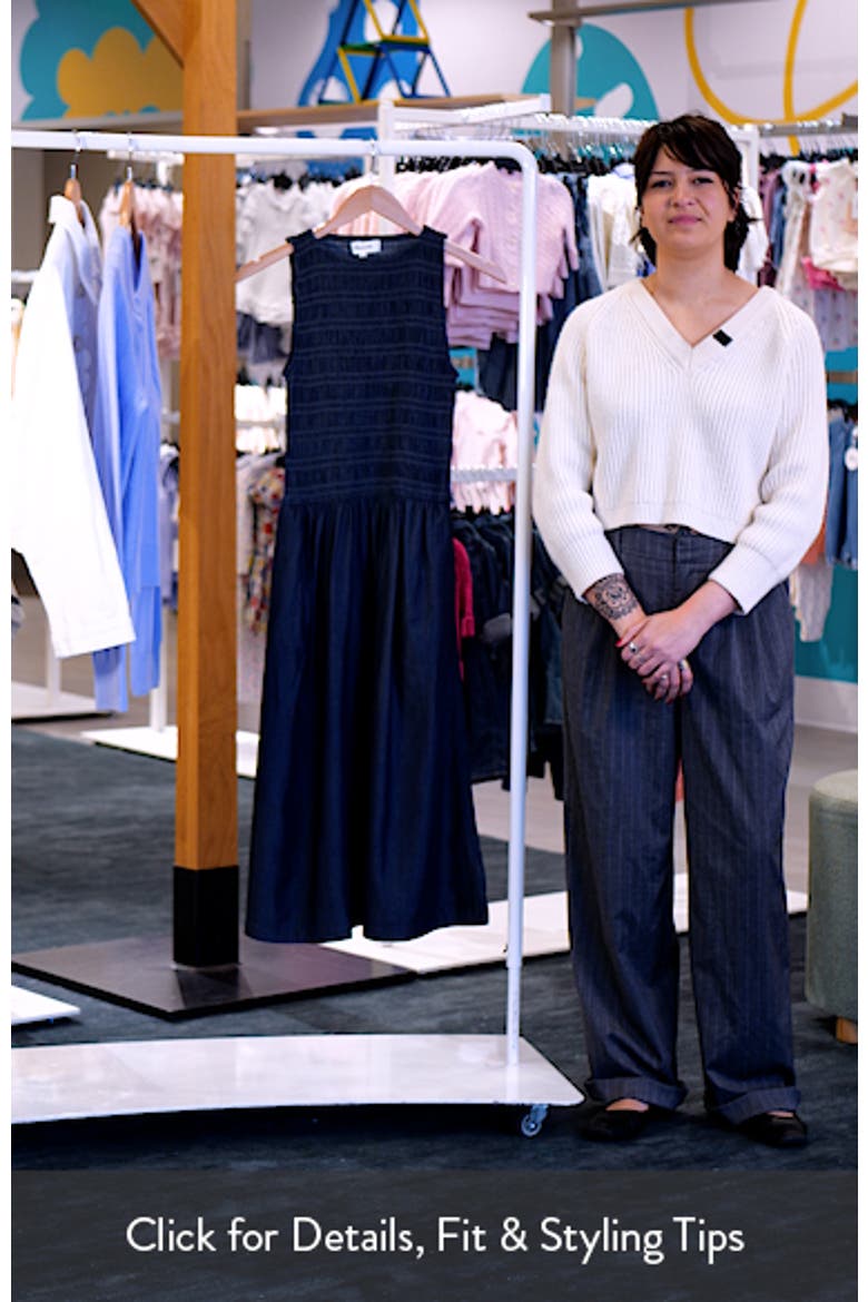 Denim Smocked Boat Neck Maxi Dress video