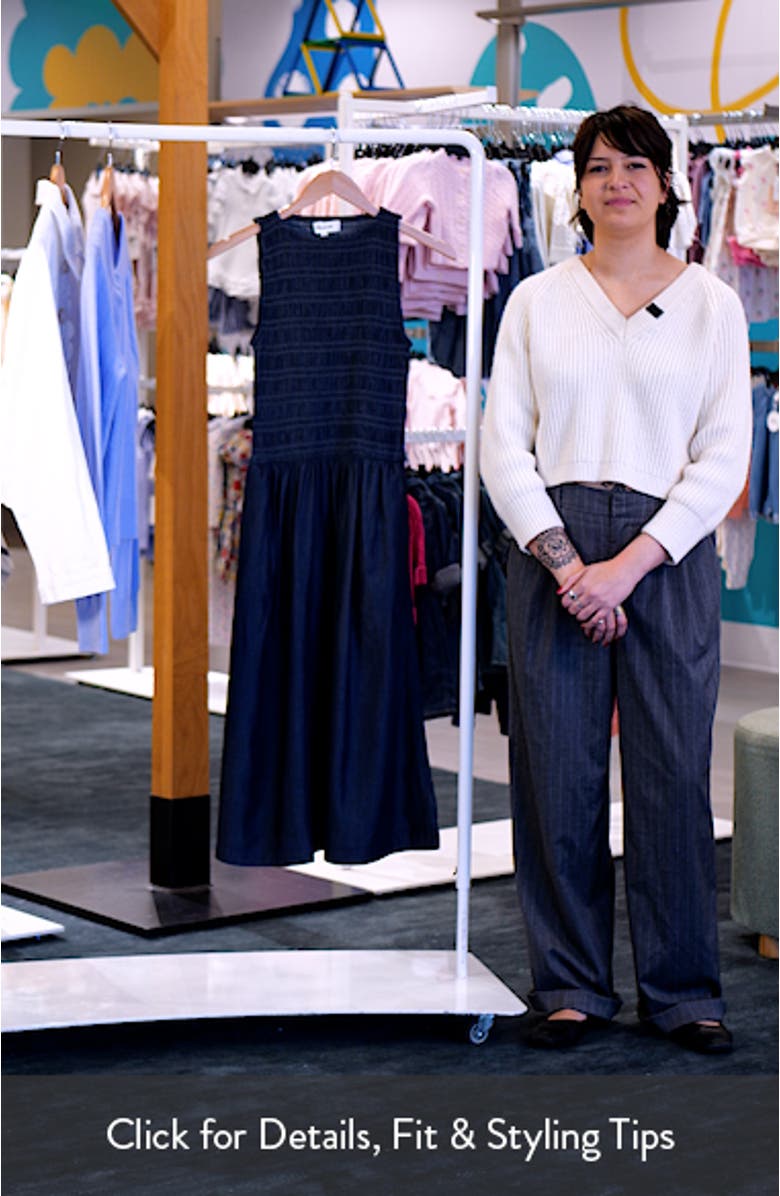 Denim Smocked Boat Neck Maxi Dress, sales video thumbnail