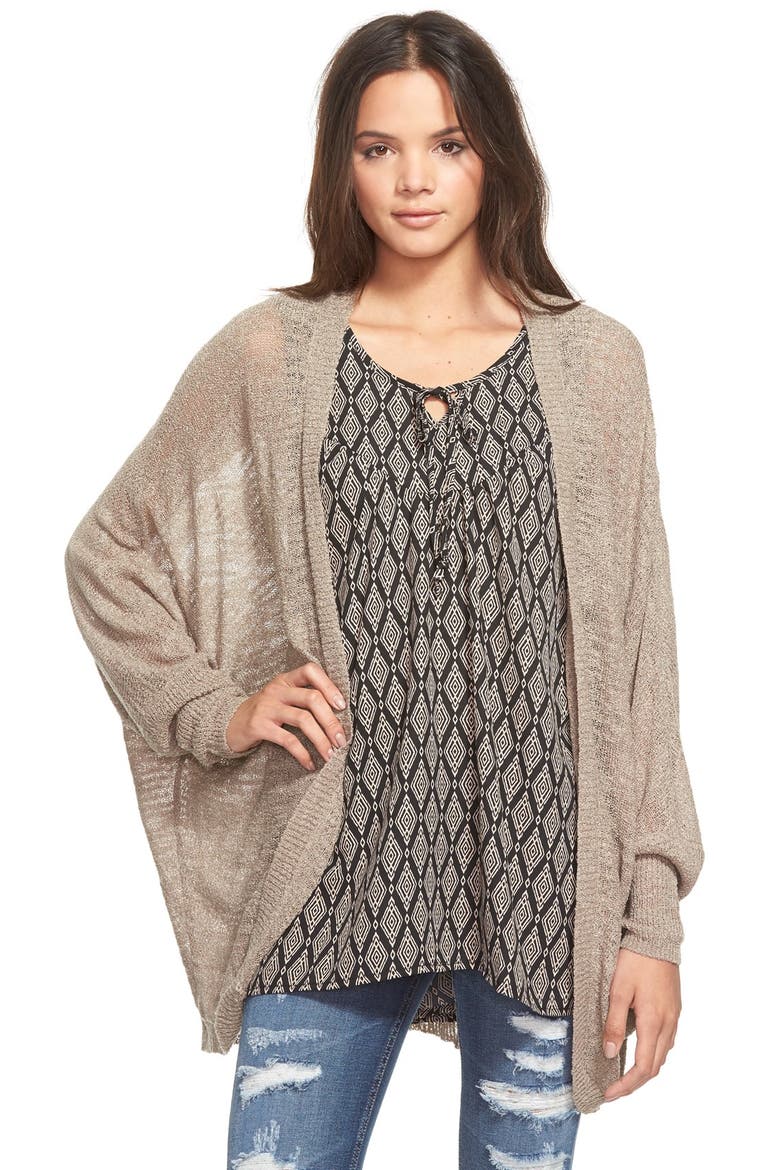 Lightweight Open Front Cardigan, Main, color, GREY TAUPE