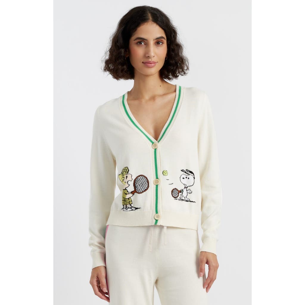 Chinti & Parker Cream Cotton Peanuts Racquet Club Cardigan