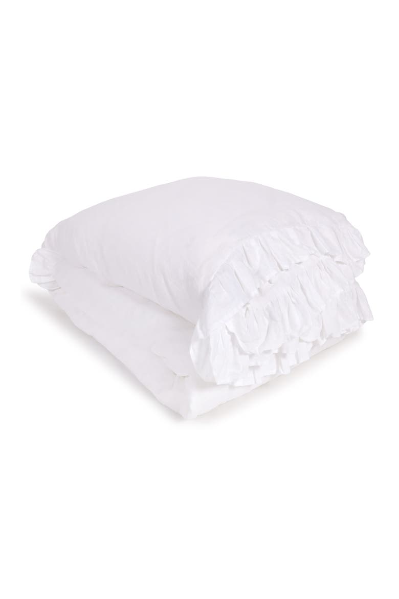 'Charlie' Linen Duvet Cover, Main, color, WHITE