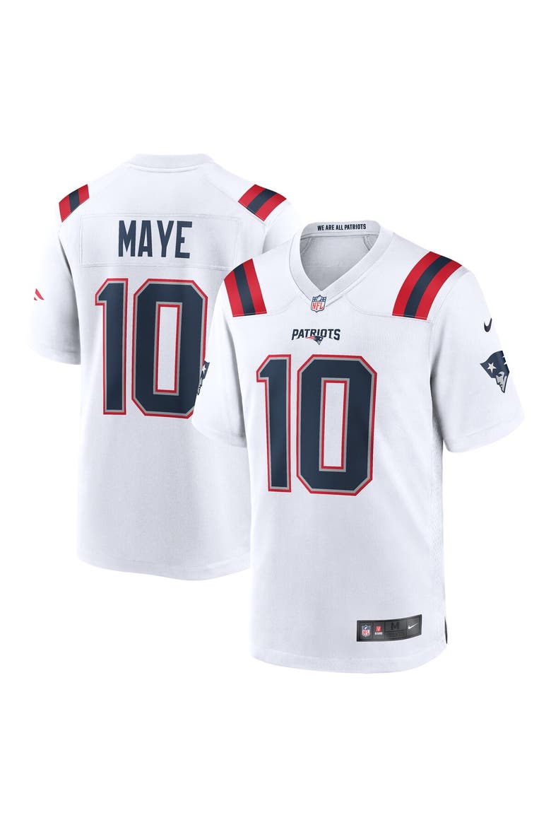 Men's Nike Drake Maye White New England Patriots  Player Game Jersey, Main, color, White