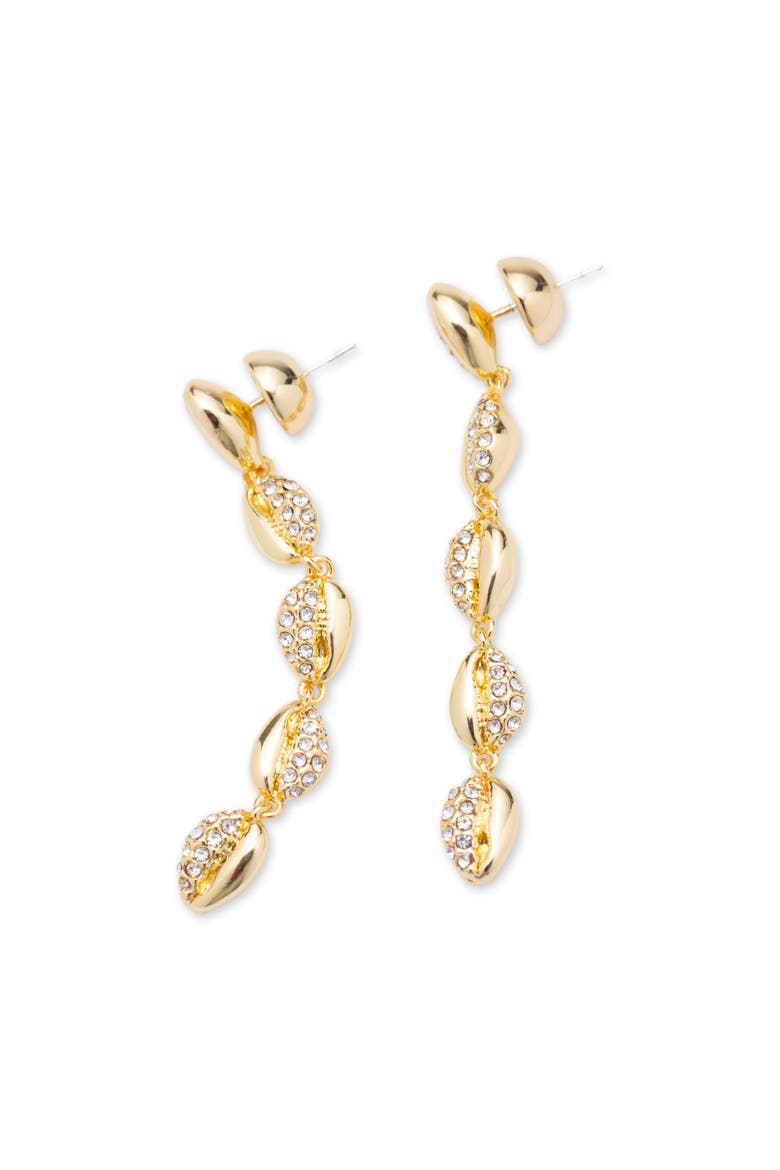 Lucia Cascade Pavé Shell Drop Earrings, Main, color, Gold