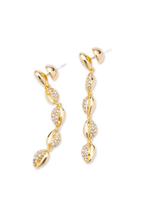 Lucia Cascade Pavé Shell Drop Earrings