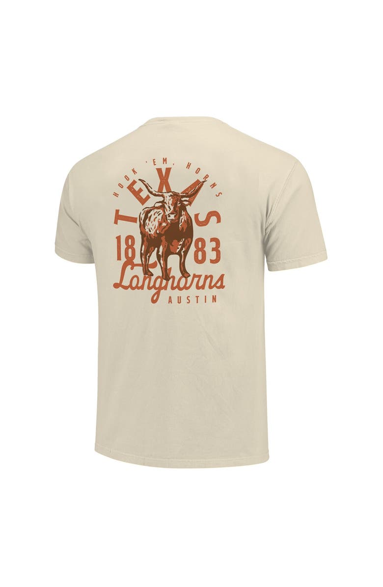 IMAGE ONE Men's Cream Texas Longhorns Comfort Colors Mascot Overlay T-Shirt, Alternate, color, Cream