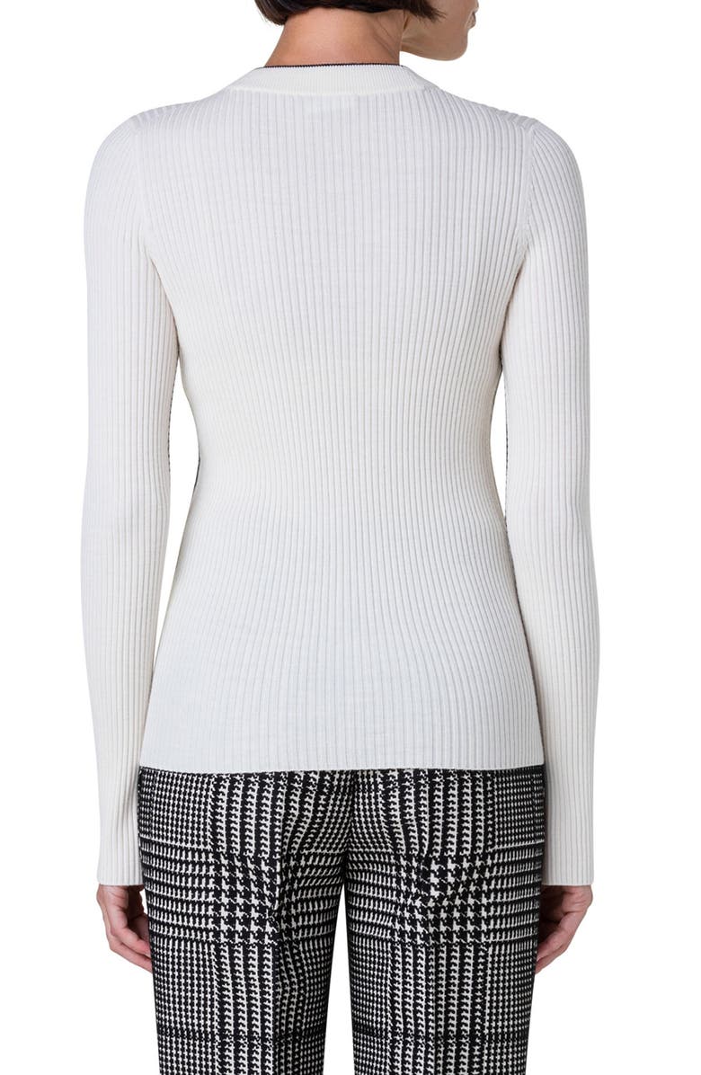 Akris punto Tipped Virgin Wool Rib Sweater, Alternate, color, 