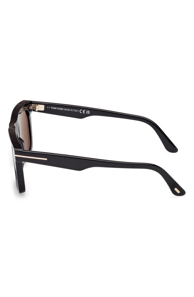 TOM FORD Lelio 53mm Square Sunglasses, Alternate, color, Shiny Black Eco / Smoke Lenses