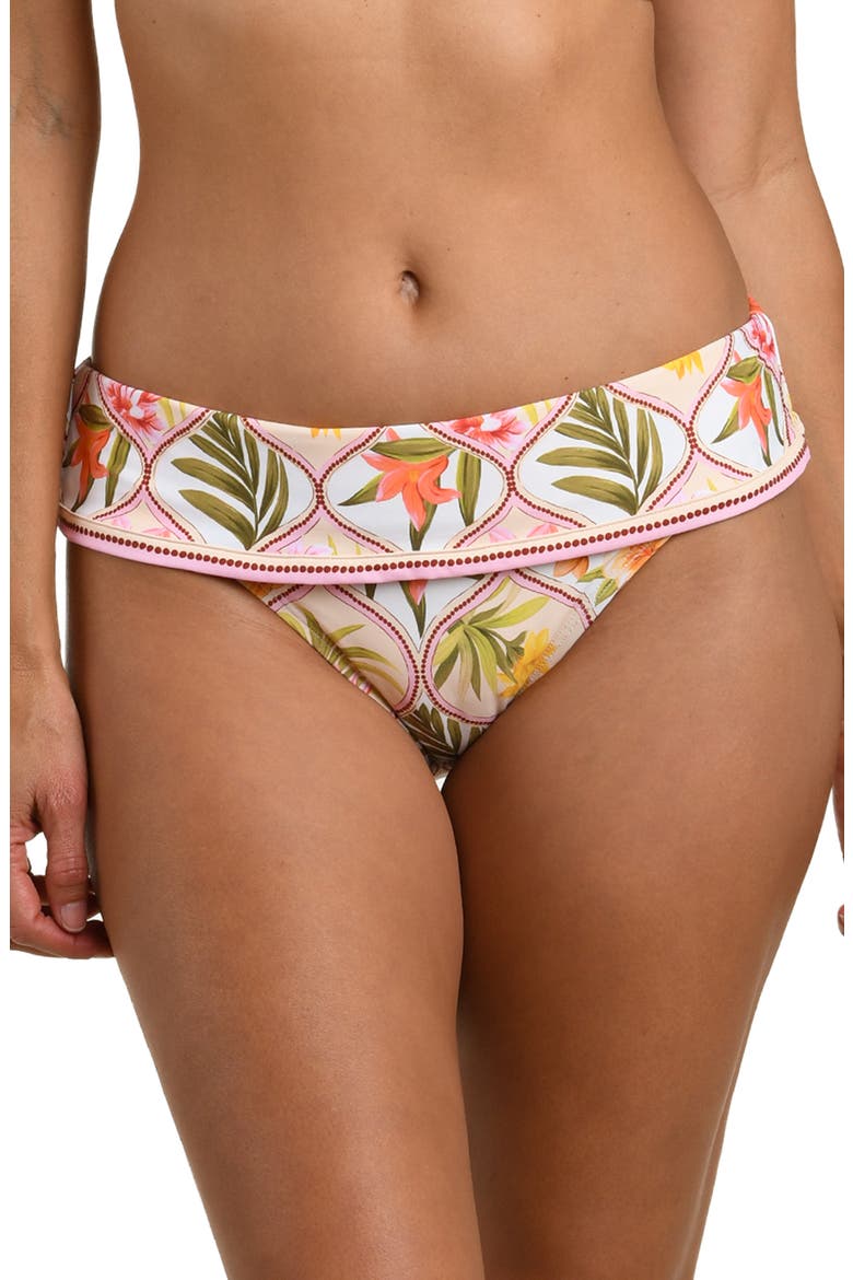 Palm Fold Over Bikini Bottoms, Main, color, WHITE MULTI