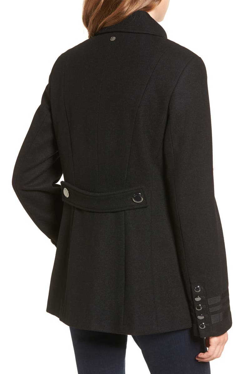 Calvin Klein Grosgrain Double-Breasted Peacoat, Alternate, color, 