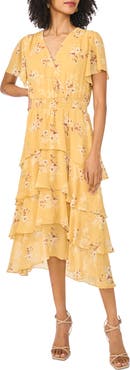 Vince Camuto Floral Tiered Midi Dress