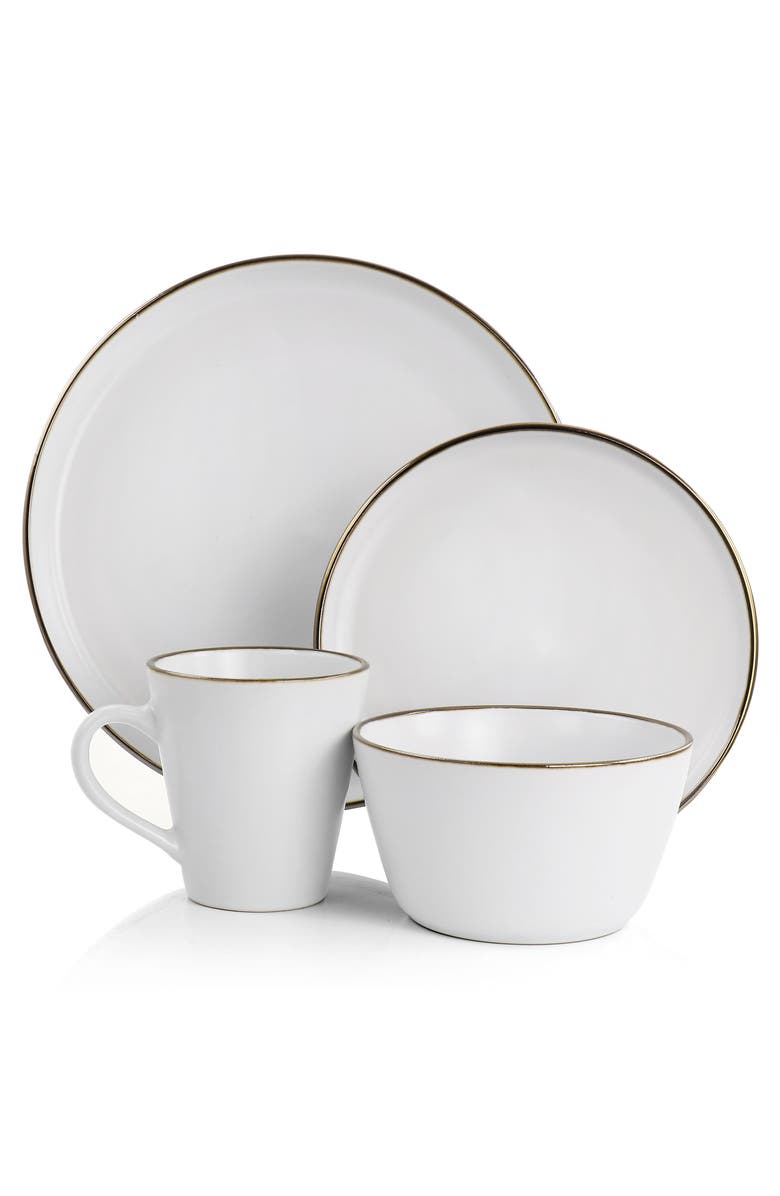 Elama Arthur 16 Piece Stoneware Dinnerware Set, Alternate, color, White