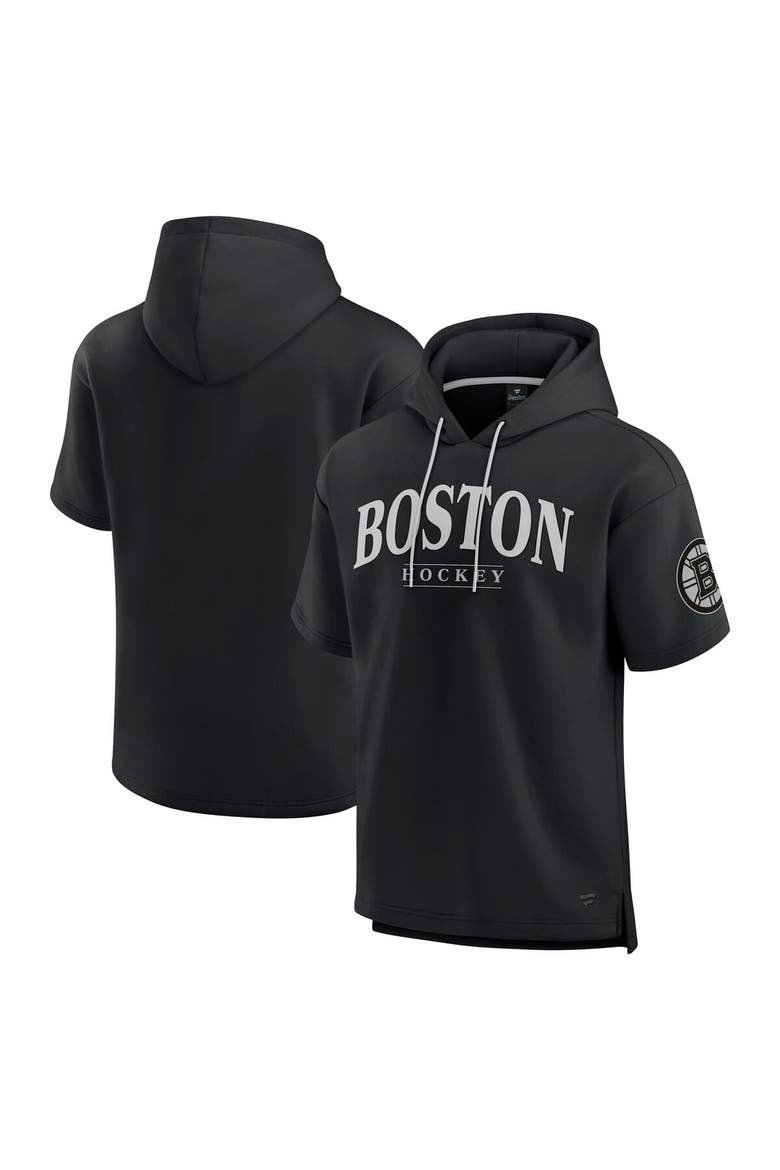 Men's Fanatics  Black Boston Bruins Elements Ready Short Sleeve Pullover Hoodie, Main, color, Black