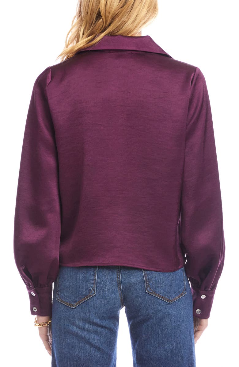 Karen Kane Tie Front Satin Top, Alternate, color, Eggplant